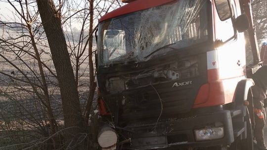 Dłużyna Dolna: ciężarówka uderzyła w drzewo