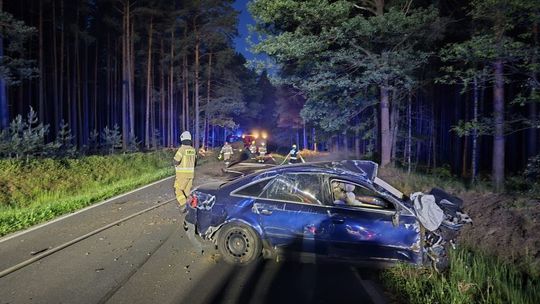 Policja o wypadku w Ruszowie. 27-latek miał zakaz kierowania, a auto  lewe tablice
