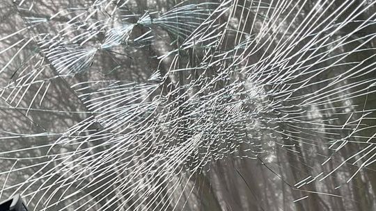 Policja Zielona Góra: tafla lodu spadła na samochód osobowy podczas jazdy