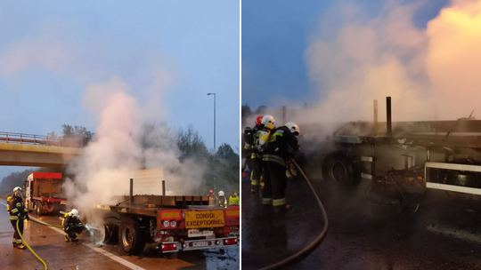 Pożar ciężarówki na A4. Uwaga na utrudnienia w ruchu.