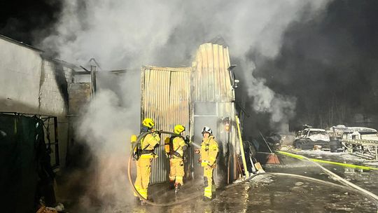 Pożar hali magazynowej w Słubicach