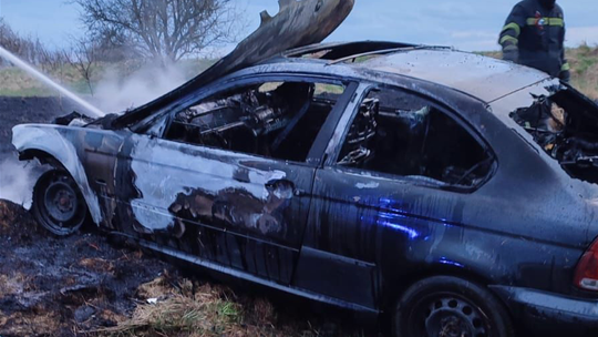 Pożar samochodu w Jerzmankach