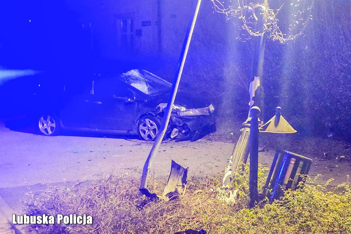 Lubuskie: pijany 21-latek zakończył jazdę na latarni