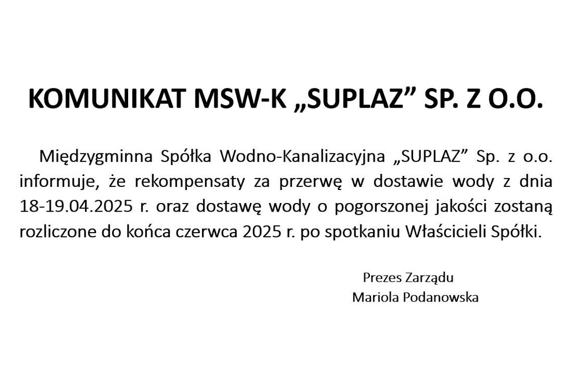 Niepewność wokół rekompensat za przerwę w dostawie wody.