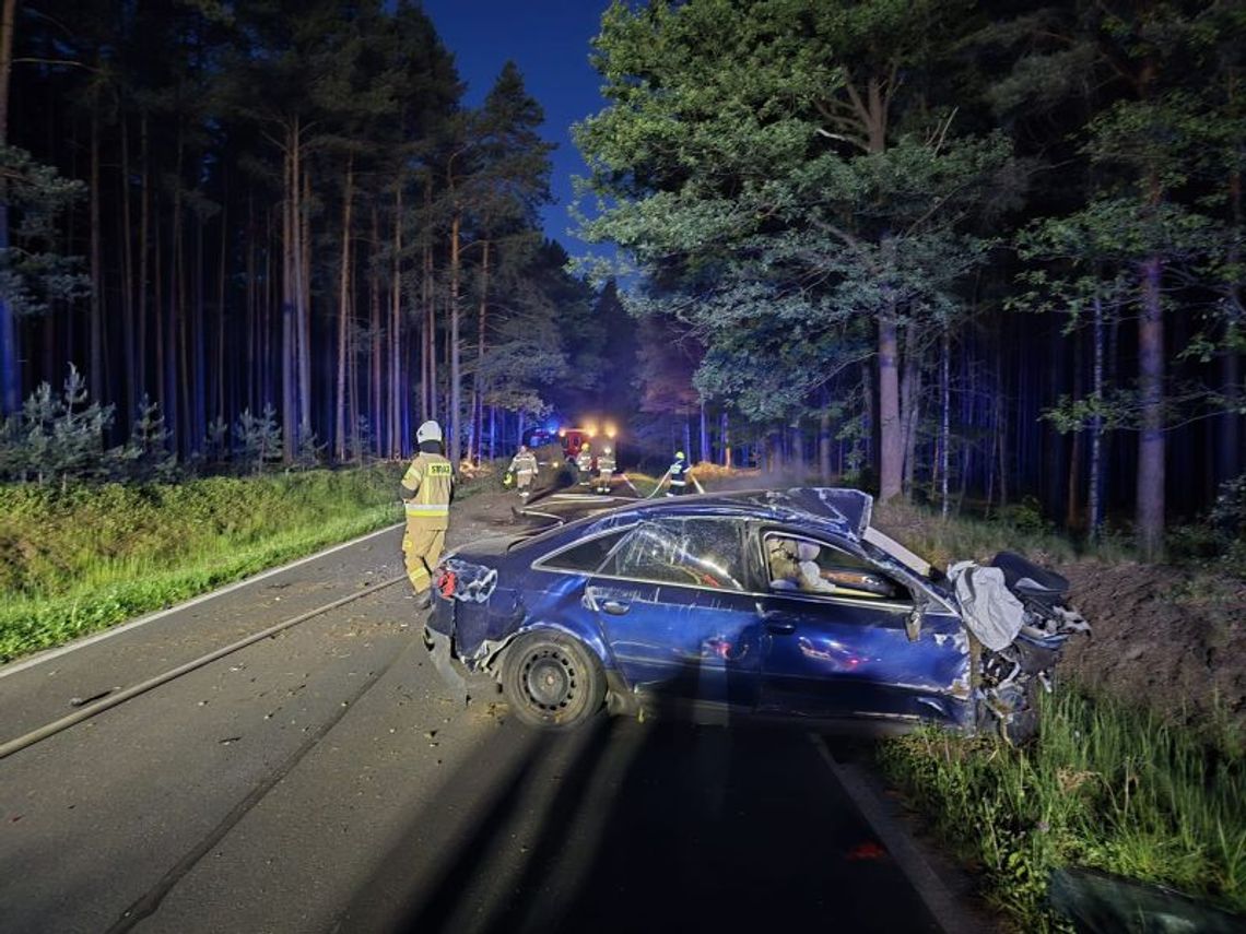 Policja o wypadku w Ruszowie. 27-latek miał zakaz kierowania, a auto  lewe tablice