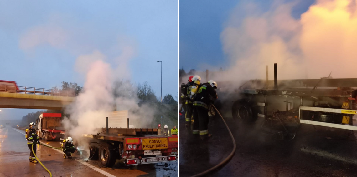 Pożar ciężarówki na A4. Uwaga na utrudnienia w ruchu.