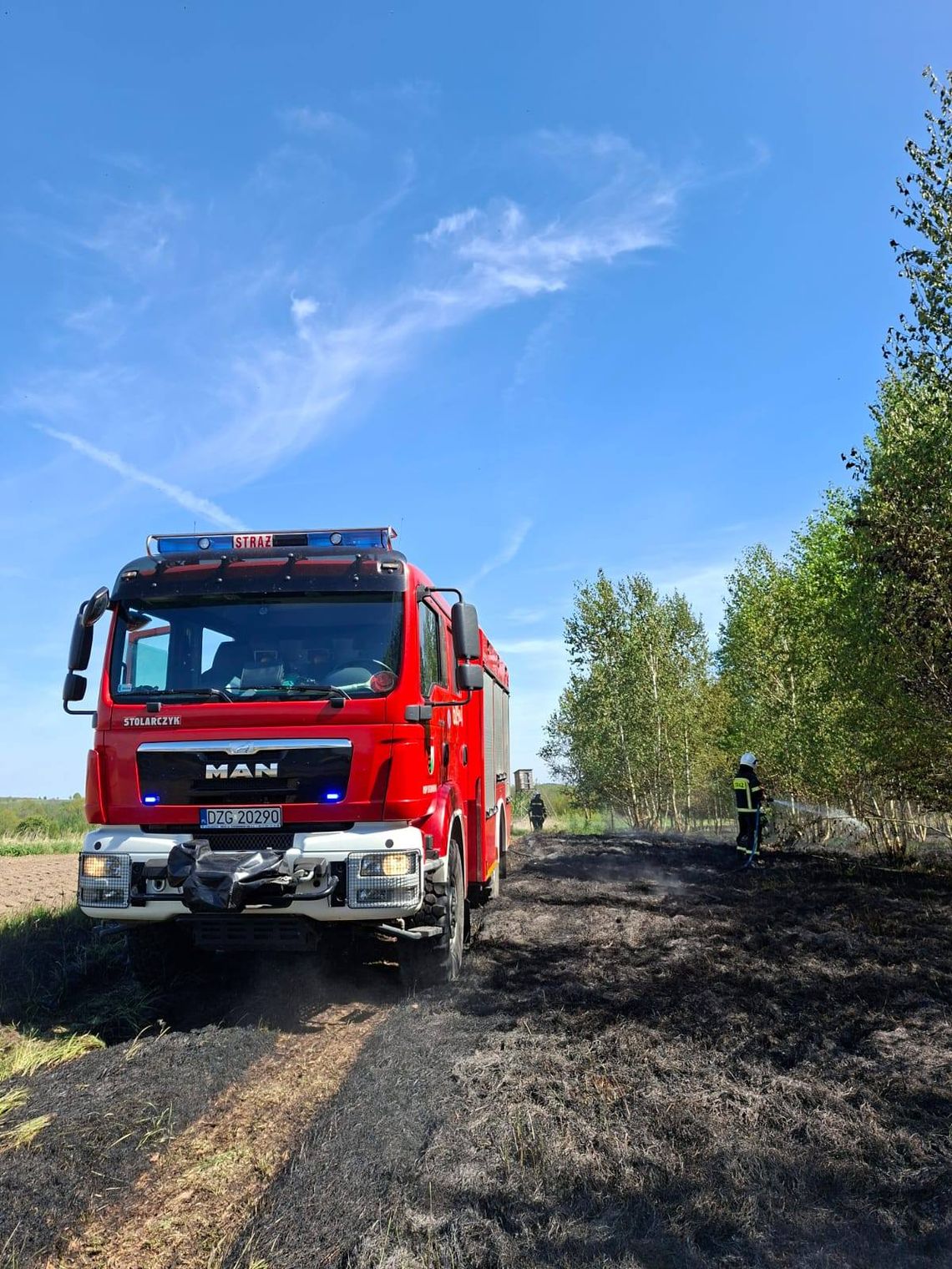 Pożar nieużytków rolnych w Krzewinie