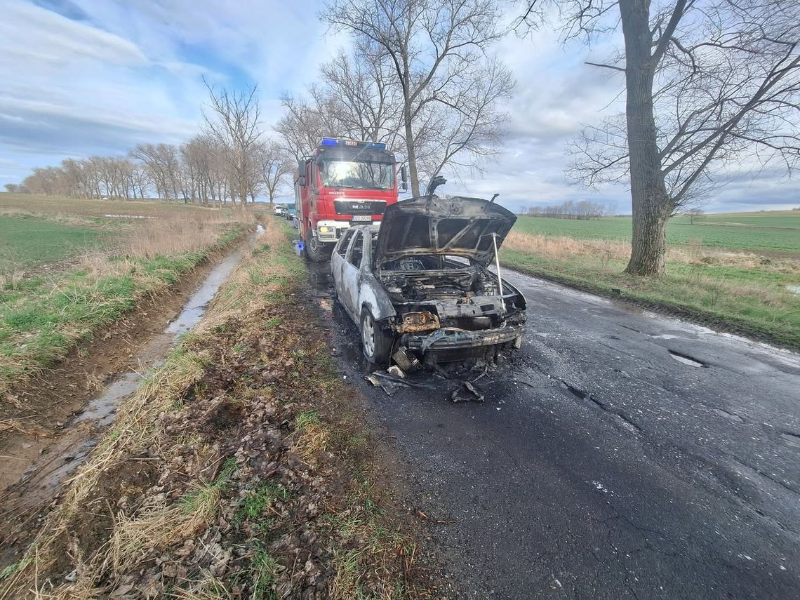 Pożar samochodu między Radzimowem a Zawidowem