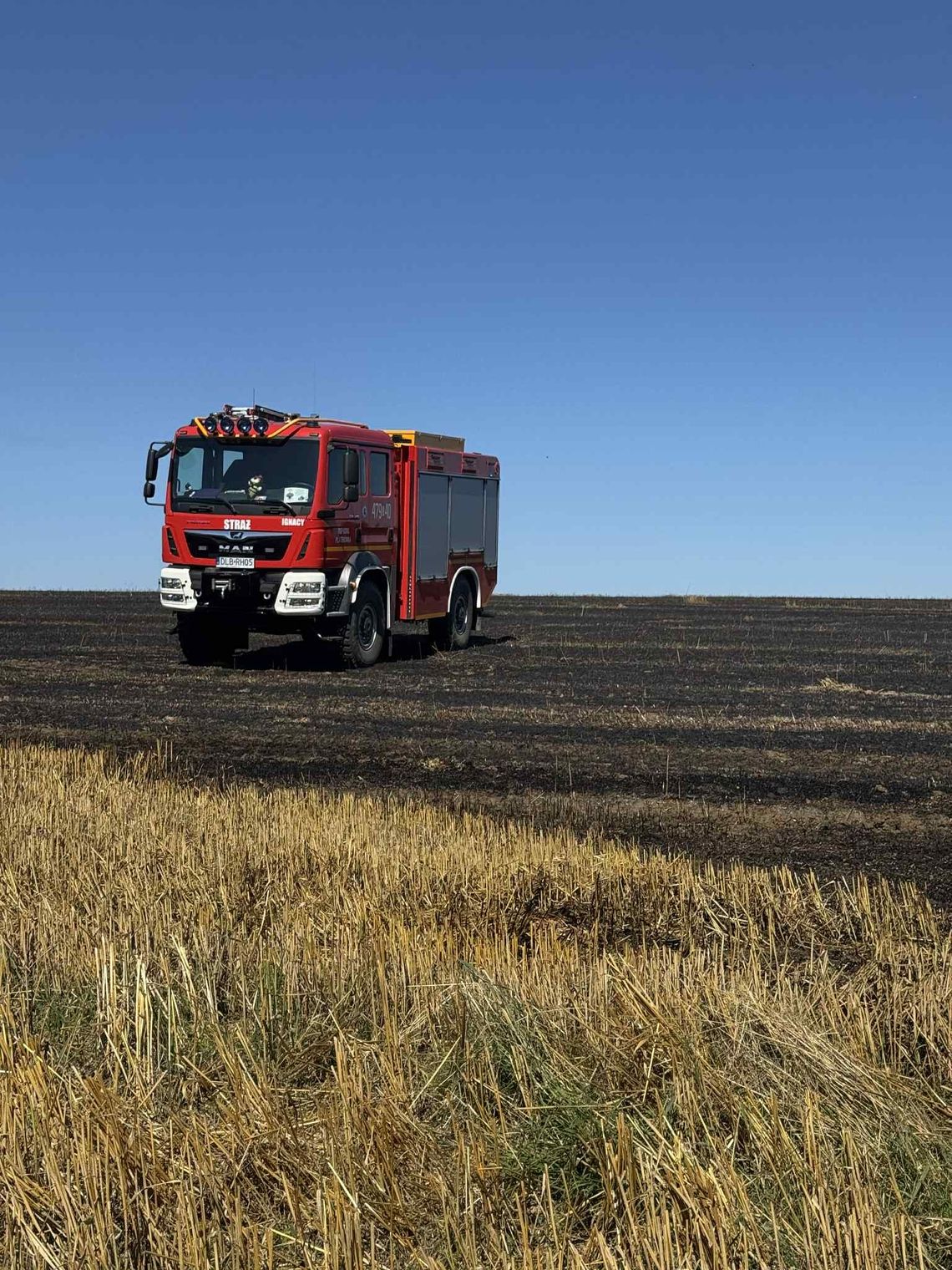 Pożar ścierniska podczas żniw