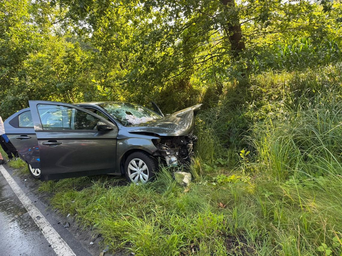 Wpadł w poślizg i uderzył czołowo - pasażerka ranna