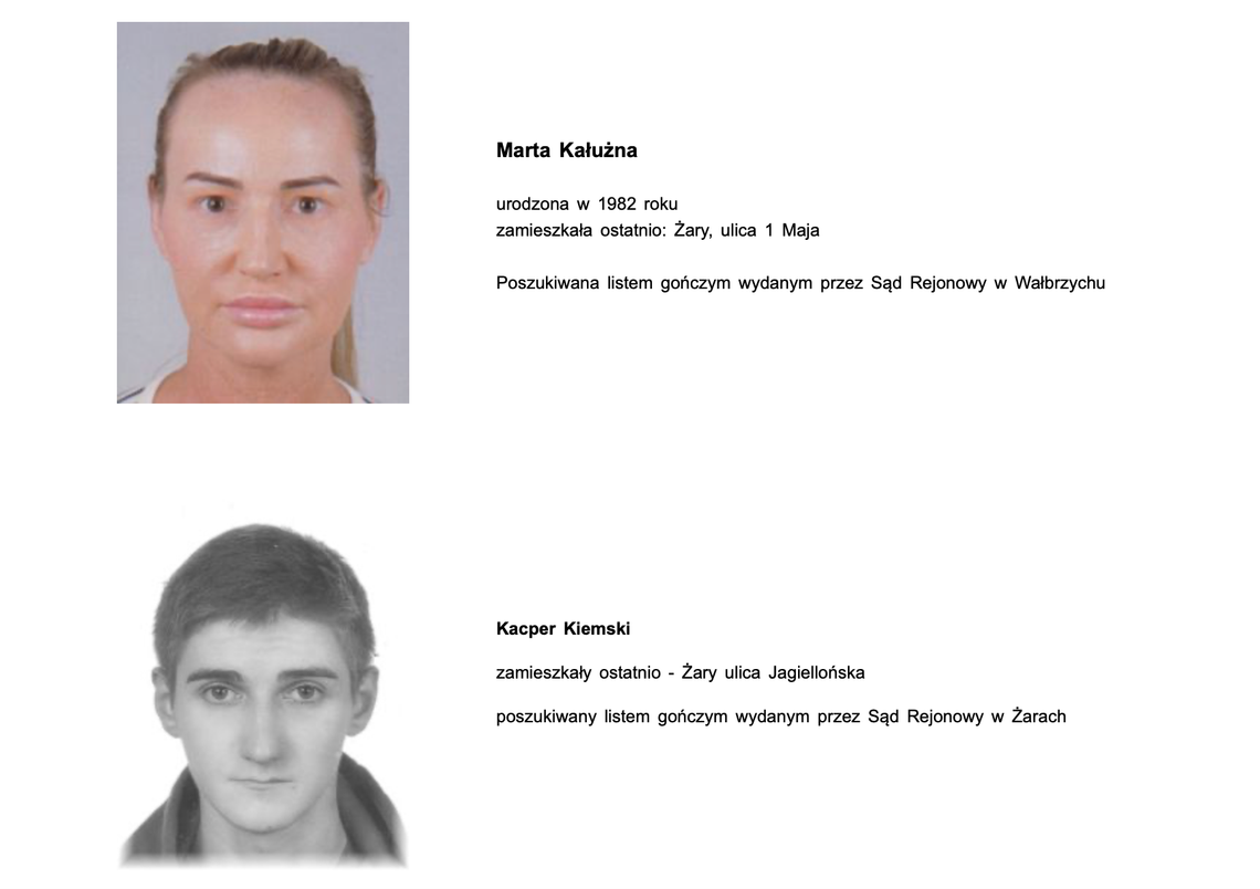 Żary: policja publikuje wizerunki osób poszukiwanych