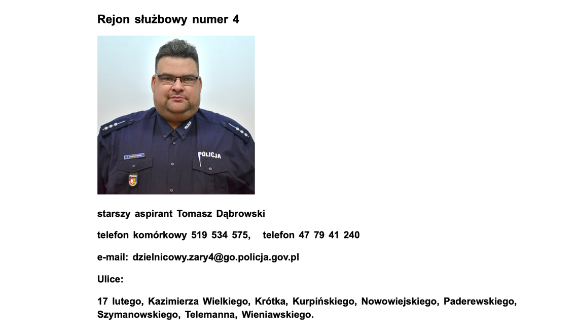 Żary: sprawdź, kto jest Twoim dzielnicowym Żary: sprawdź, kto jest Twoim dzielnicowym