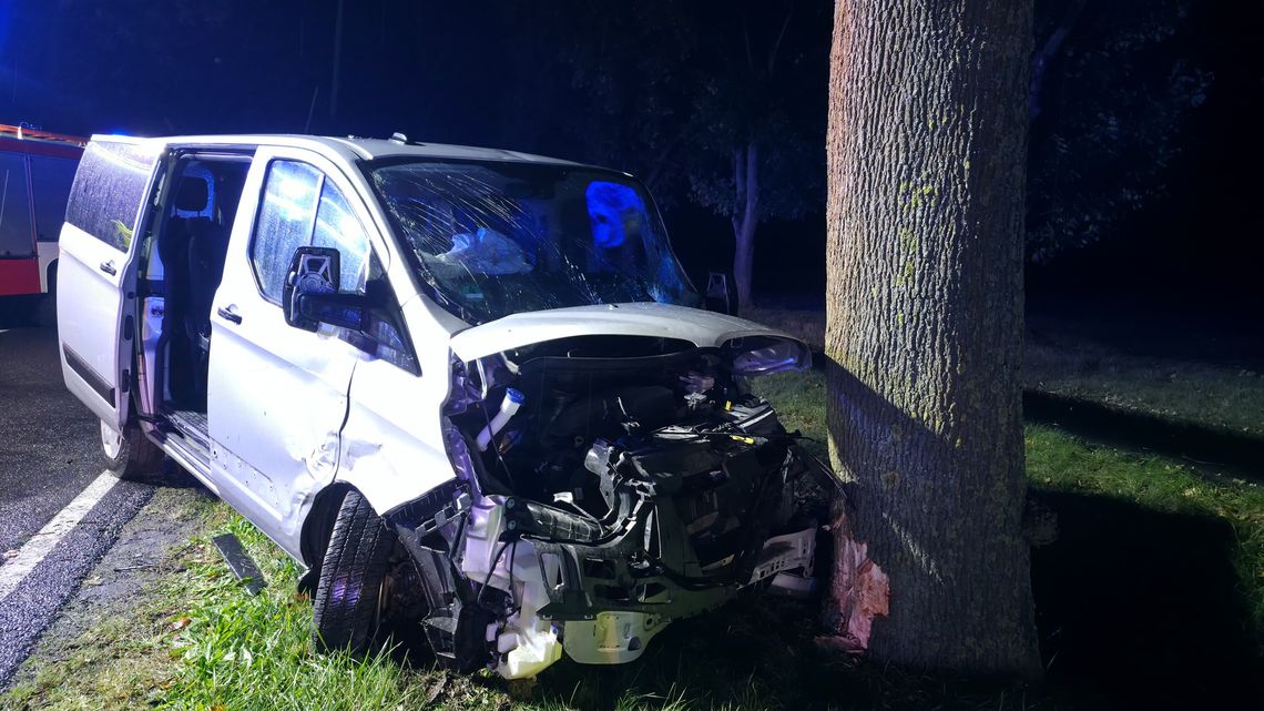 Zderzenie osobówki z busem na drodze krajowej nr 29