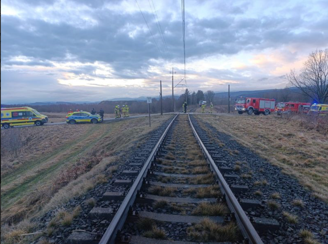Zderzenie osobówki z pociągiem